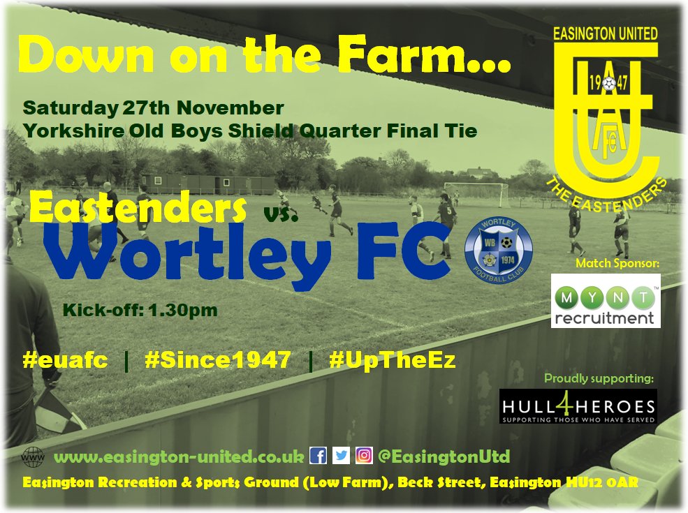 FIRST TEAM | GET THERE EARLY...

A reminder that this Saturday's #YorkshireOBShield tie against Leeds side <a href="/WORTLEY_FC_OA/">Wortley FC open-age</a> at the #FarmOfDreams kicks off at the earlier time of 1.30pm... ⚽️💚💛