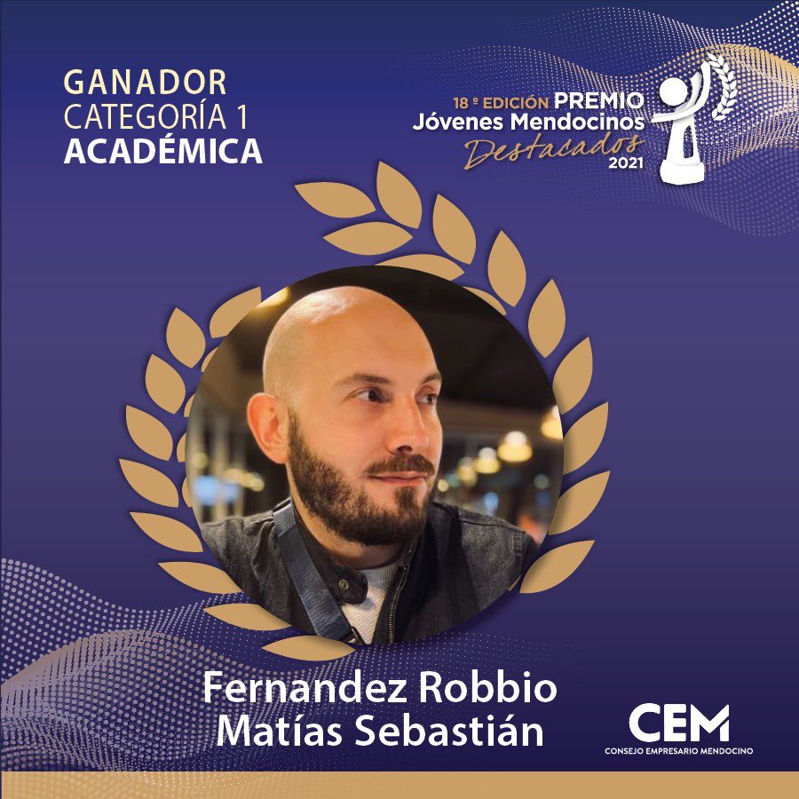 ¡Nuestro primer ganador de la jornada! 
👉🏼 Matias Robbio ganador de la categoría académica 🙌🏽 

#JMD2021