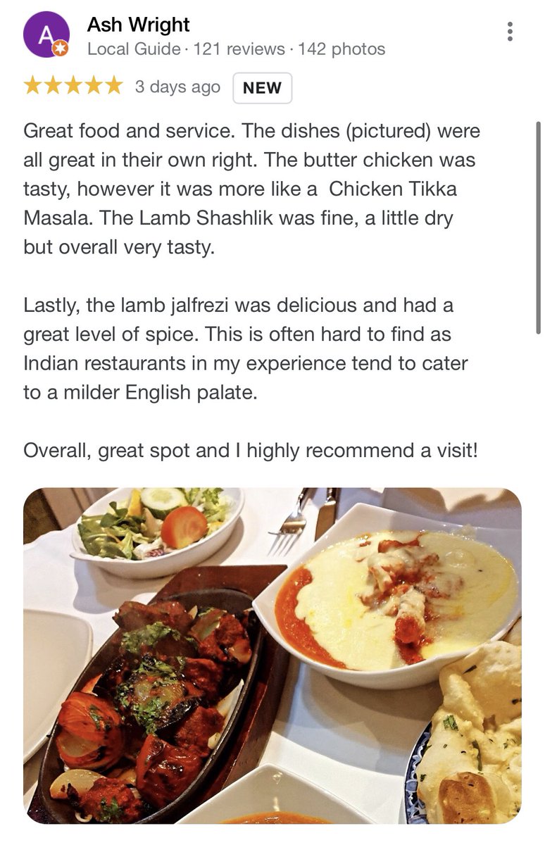 Thank you to Ash for the recent Google review! ☺️👍🙏 #google #reviews #curry #grateful #brilliant #customers #kent #wrotham