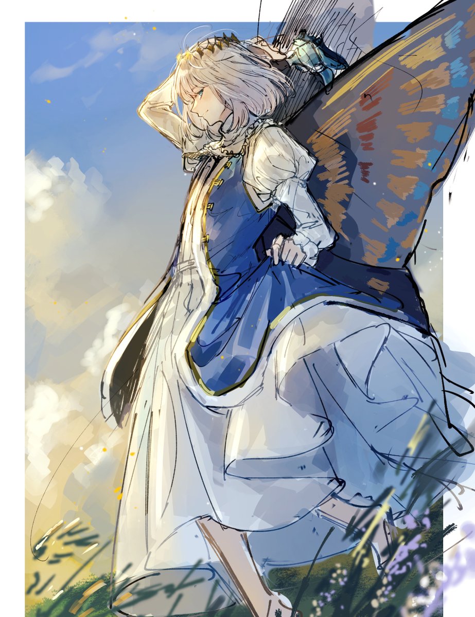 oberon (fate) male focus 1boy wings solo insect wings butterfly wings puffy sleeves  illustration images