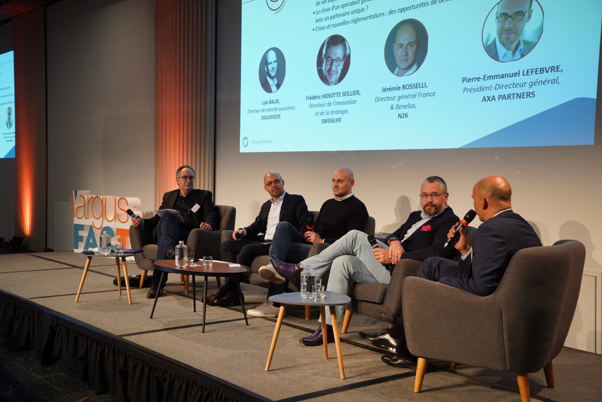 EvenementsARGUS's tweet image. #ArgusFactory - Quels vecteurs de spécialisation pour être plus compétitif ? Réponses de Frédéric Hosotte @swisslife_ch, @JeRosselli @n26, @PierreELefebvre @AXA_Partners et Loïc Balay @Docapost sur le parcours modèles émergents. @7_23studio