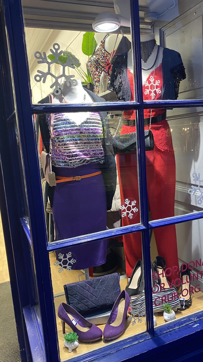 Did someone say #PartySeason ?! 🥳 we’ve got all your glittery party needs here <a href="/CRUKTenby/">CRUK Tenby Shop</a> 👠 pop in store and find your frock 👗 #windowwednesday #CRUK #Tenby