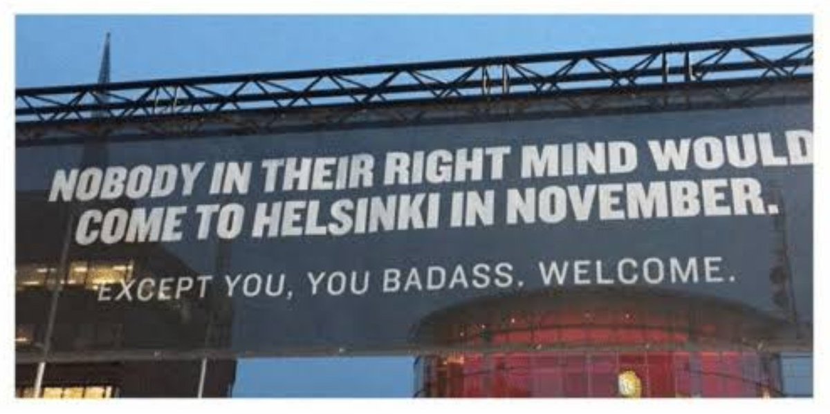 RT @MadOMarketing: Billboard right outside Helsinki airport in Norway. https://t.co/w85gaINv8O