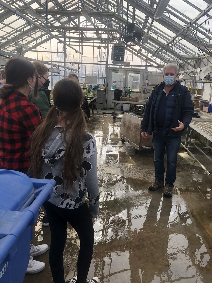 #greenteam connecting with #pcistampeders greenhouse horticulture teacher. In the #tvdsb!
