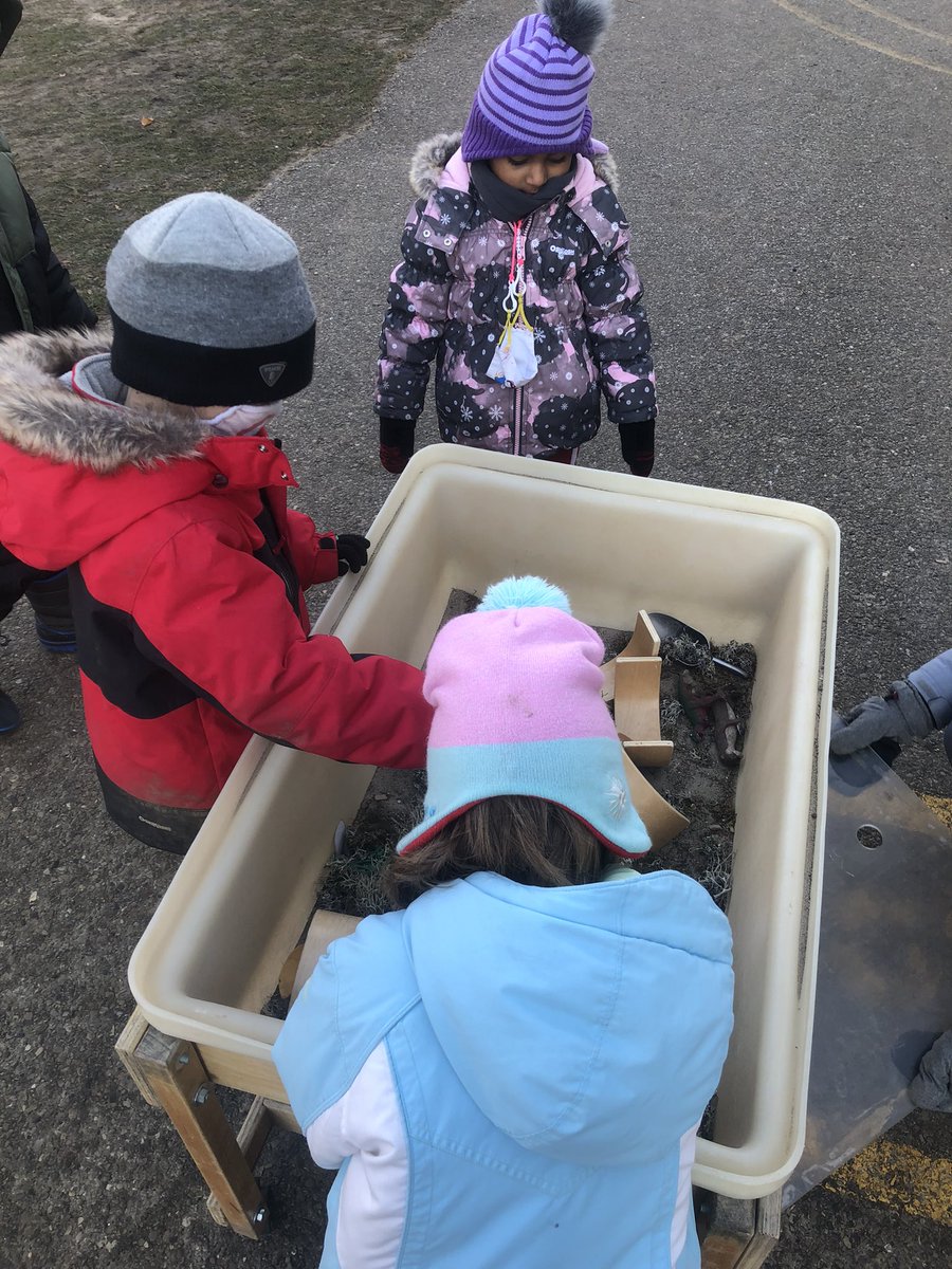 Outdoor learning today in Kindergarten continues. It is a little chilly but we are still counting and organizing numbers! In the #tvdsb