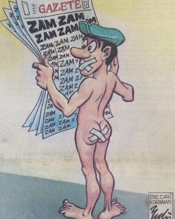 Türk karikatürünün 1950 kuşağı çizerlerinden Bedri Koraman imzalı zamansız bir çizim. Zamansız ama hiç bu kadar da "tam zamanı" olmamıştı diyebiliriz. #akaryakıt #benzin