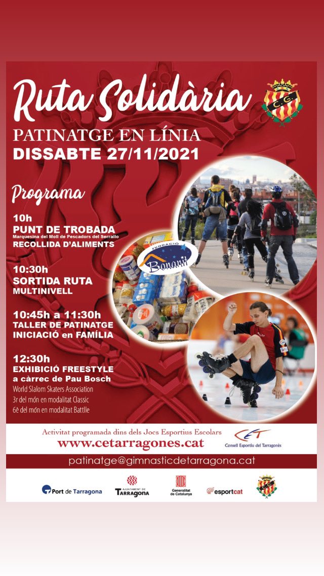Patinatgenastic's tweet photo. Ruta Solidària i recollida de productes d’higiene @FBonanit https://t.co/KfJoCBYqPK