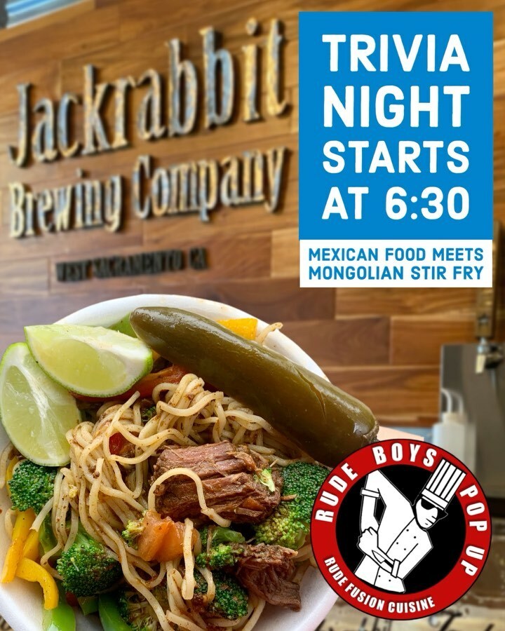 Come to @jackrabbitbrewing today from 5-9pm! 

Wednesdays are Trivia Night!! Free and starts at 6:30pm

Menu:  Mexican Food meets Mongolian Stir Fry! Fusion combination that goes great with beer at @jackrabbitbrewing 

Mongolian stir fry style with your choice of a Mexican c…