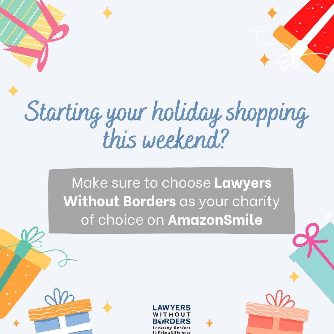 When you go to smile.amazon.com and choose Lawyers Without Borders as your charity of choice, Amazon will donate 0.5% of the price of your purchase to LWOB.