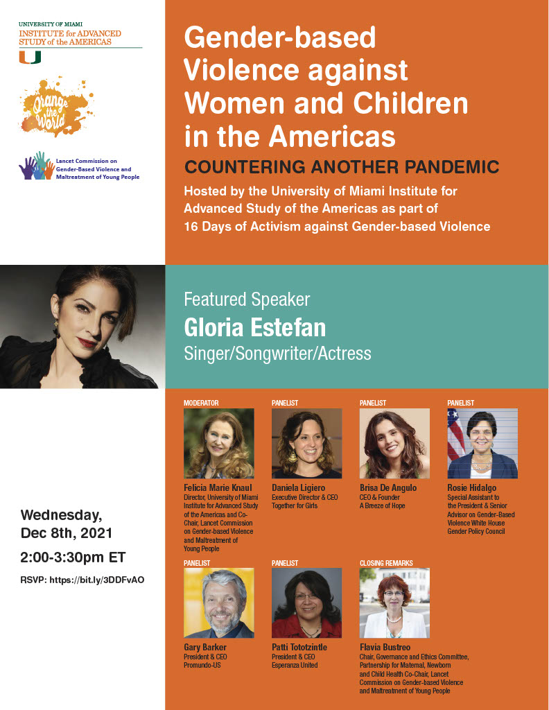 Felicia Knaul (@feliciaknaul) on Twitter photo (1/2) 📢 Webinar w/ <a href="/GloriaEstefan/">Gloria Estefan</a> 🎤 on December 8 at 2pm EST 📢
Join <a href="/TheLancet/">The Lancet</a> Commission on GBV & Maltreatment of Young People + <a href="/mia_umiami/">UMIA at University of Miami</a> for an important discussion on GBV in the Americas with leaders from the region! More info below ⬇️
🔗:bit.ly/3DDFvAO (1/2) 📢 Webinar w/ <a href="/GloriaEstefan/">Gloria Estefan</a> 🎤 on December 8 at 2pm EST 📢
Join <a href="/TheLancet/">The Lancet</a> Commission on GBV & Maltreatment of Young People + <a href="/mia_umiami/">UMIA at University of Miami</a> for an important discussion on GBV in the Americas with leaders from the region! More info below ⬇️
🔗:bit.ly/3DDFvAO