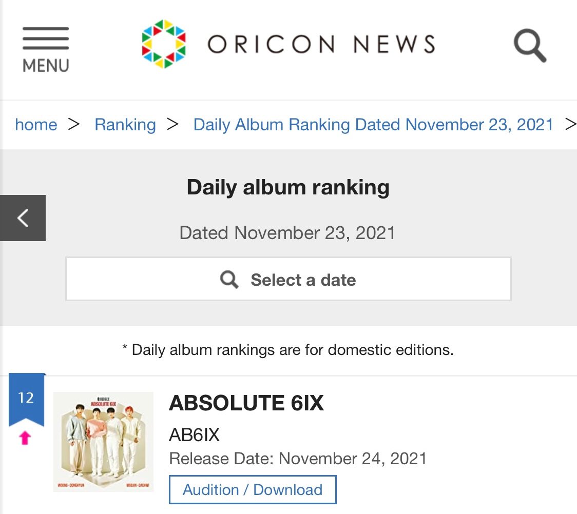 울 애들 일본 데뷔 앨범 오리콘 앨범 차트 23일자 12위 💐

#전웅 #김동현 #박우진 #이대휘 #에이비식스 축하해 🎉 #AB6IX #CHERRY 🍒 

#AB6IX_JAPAN_DEBUT EP #ABSOLUTE_6IX ranked 12th on the ORICON album charts for 112321