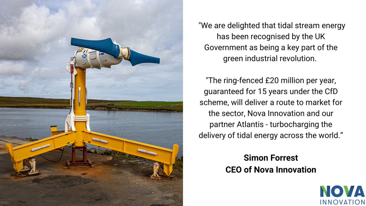 It’s great news that <a href="/GOVUK/">GOV.UK</a> has announced a ringfenced £20m for tidal stream energy in the CfD scheme. Thank you to everyone that has helped us get this far and for joining us on our journey! 🌍🌊🏴󠁧󠁢󠁳󠁣󠁴󠁿🇬🇧 @simecatlantis <a href="/RichardGrahamUK/">Richard Graham</a> #tidalenergy #renewableenergy  #Sustainability