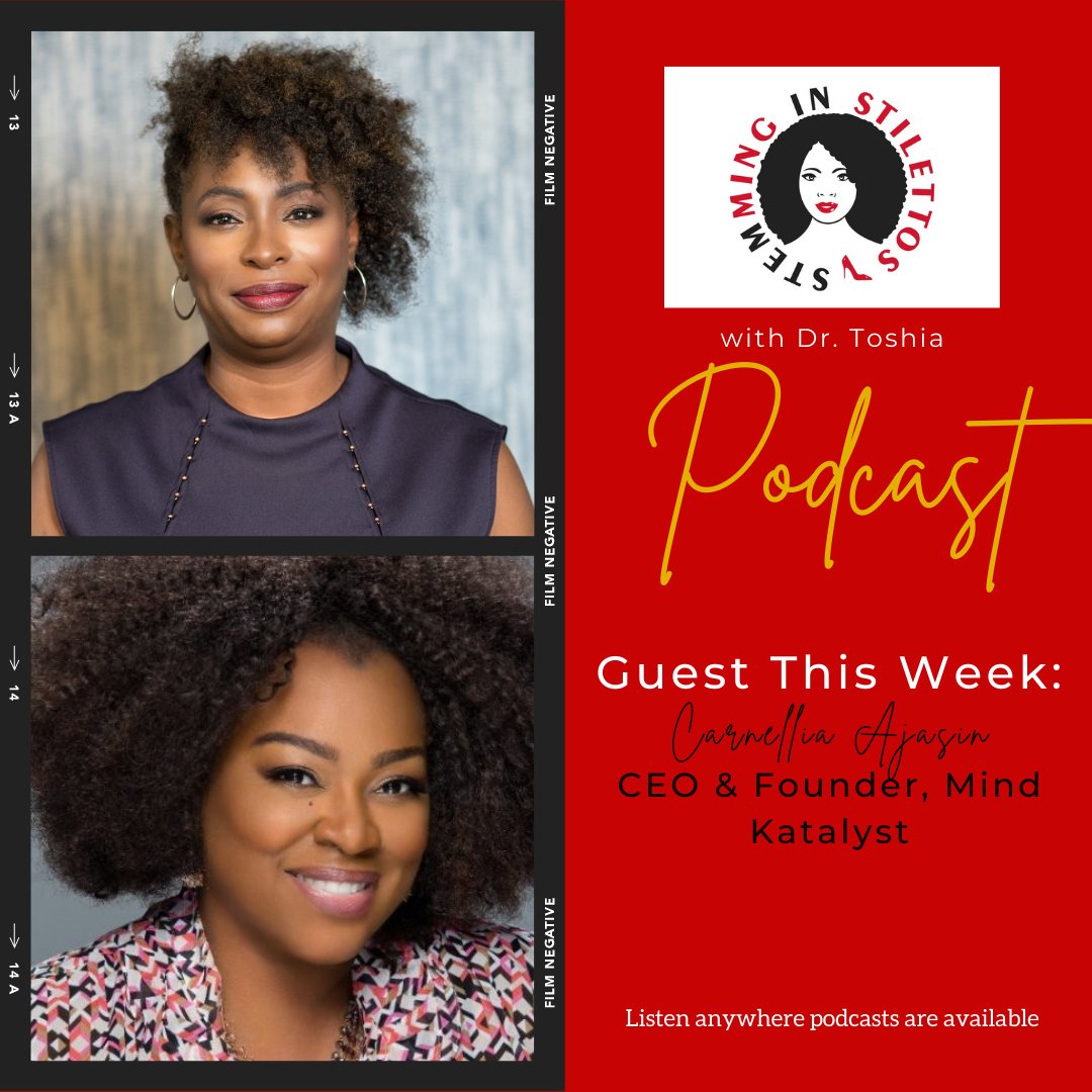 DrToshia11's tweet photo. Did you miss the episode with Carnellia Ajasin yesterday?
It is still available today on all major podcast platforms.
Tune in, you will be glad you did!
#NerdySTEMQueen #wocinstem #blackinstem #stemvssteam #stempod #blackwomanpod #stemminginstilettos https://t.co/YfkXxETpqz