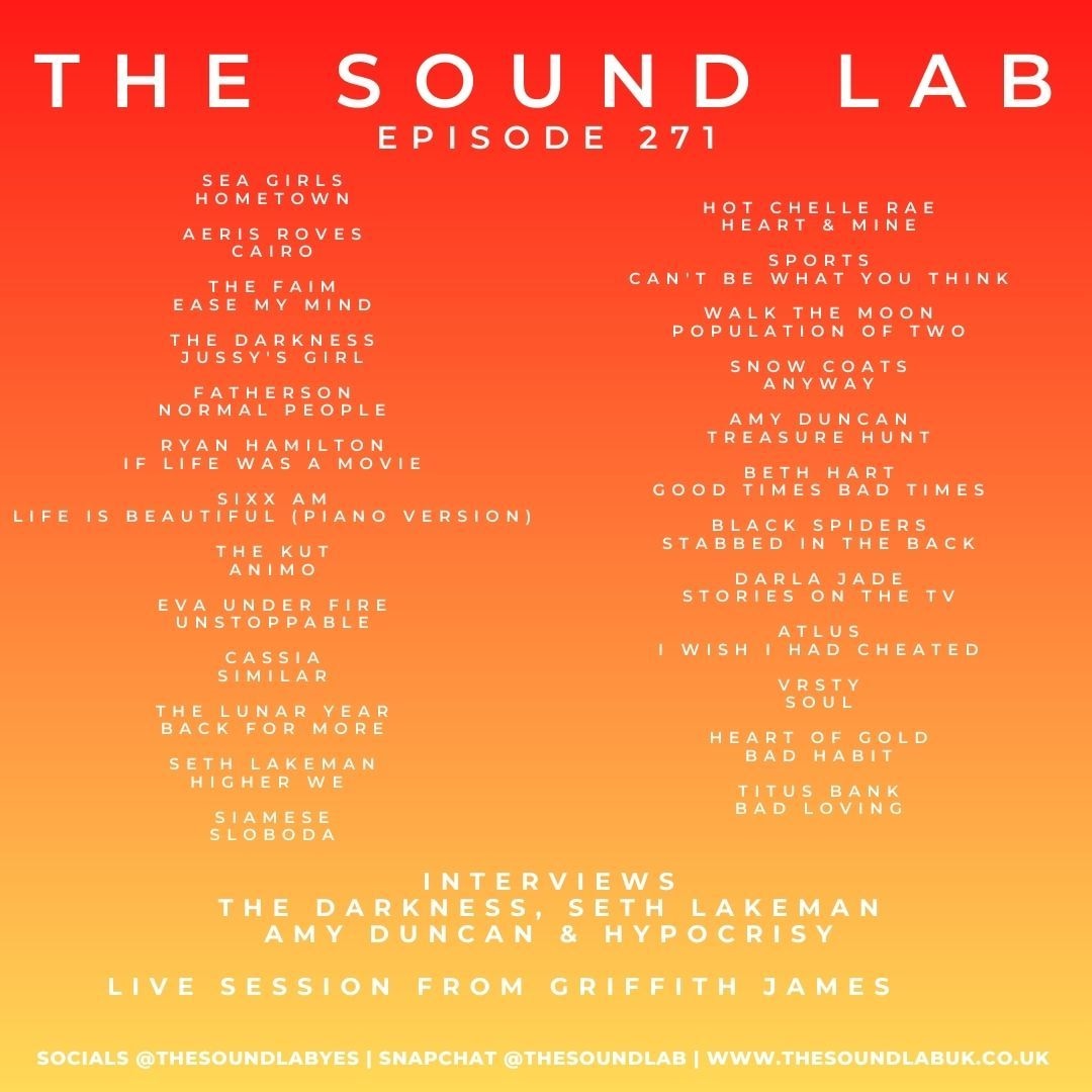 The OA Radio (@theoaradio) on Twitter photo Episode 271 of <a href="/thesoundlabyes/">The Sound Lab</a> airs today at 4PM EST and again at 7:30PM EST!
Interviews with The Darkness, Seth Lakeman, Amy Duncan & Hypocrisy
Live Session from Griffith James
player.live365.com/a32190
#MetalFamily
#GetSome
#TAKEOVER Episode 271 of <a href="/thesoundlabyes/">The Sound Lab</a> airs today at 4PM EST and again at 7:30PM EST!
Interviews with The Darkness, Seth Lakeman, Amy Duncan & Hypocrisy
Live Session from Griffith James
player.live365.com/a32190
#MetalFamily
#GetSome
#TAKEOVER