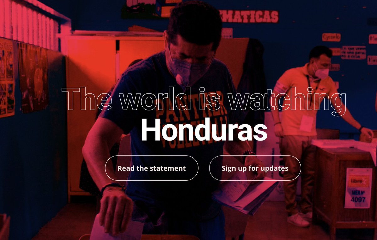ProgIntl's tweet photo. The world is watching Honduras.

The @ProgIntl Observatory is in Tegucigalpa to conduct official observation as the country faces a stark choice in Sunday's election: respect the popular will, or violently repress it.

Read the statement and sign up now: https://t.co/1IYLd33elH https://t.co/Q0tcFvkTsV