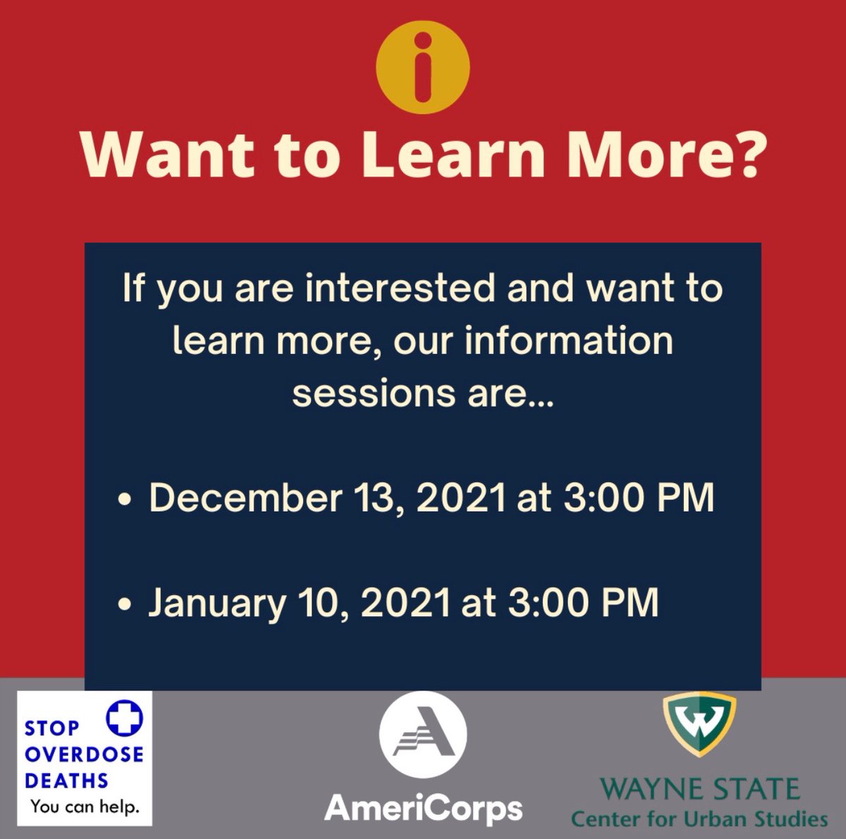 STOPOverdoseWSU's tweet photo. Today is the last day to apply to become an Overdose Rescue Trainer! With the link in our bio, you can sign up and join our team! #americorps #harmreduction #narcan #narcansaveslives #stopoverdosedeaths #stopoverdoses #stopoverdosedetroit #waynestate #waynestateuniversity https://t.co/nNwVBesOal