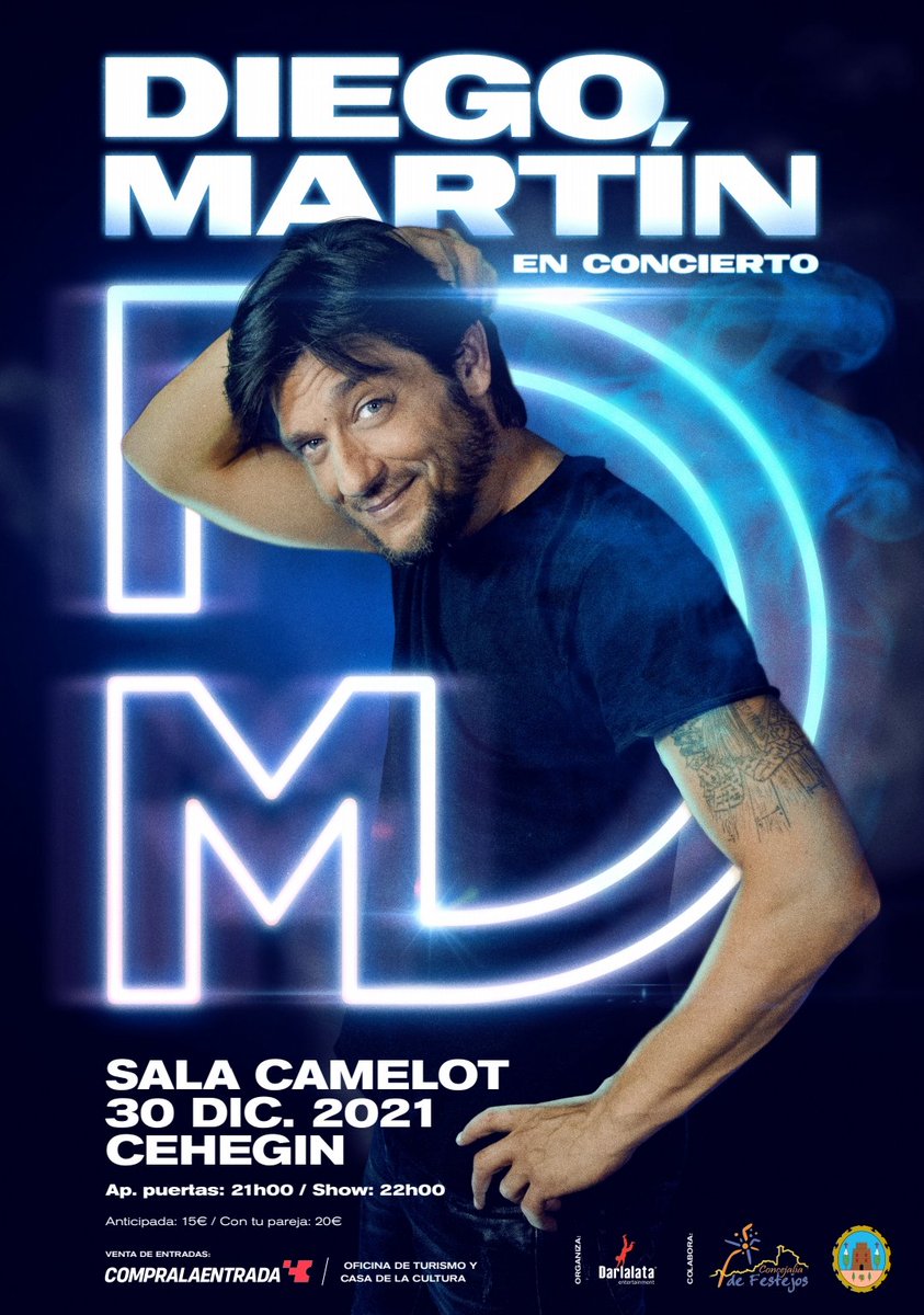 DiegoMartinOfic's tweet photo. Nos vamos a #cehegin !!! 

El 30 de Diciembre estaremos en la sala Camelot dándolo todo🤟🏻

Me cuentan que las entradas anticipadas están a 15€ y que en pareja a 20€ 

Pareja con quien queráis,el caso es que seáis dos.

No os lo perdáis!!!🤟🏻

https://t.co/EJWsCqG2zX https://t.co/PxYQzGbqNs