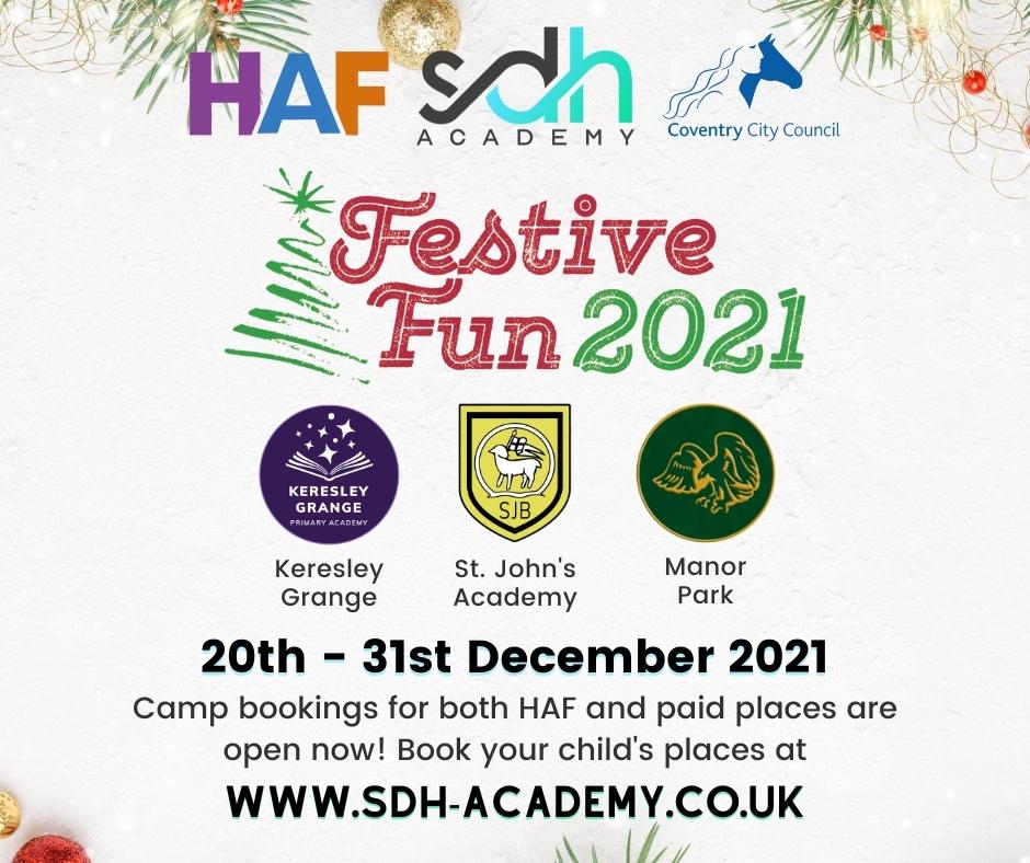☃️ FESTIVE FUN ☃️

Bookings for our winter holiday camps are now open on our website! 

Use coupon 'SDH-BlackFriday' for 10% off all bookings. Offer is only valid until 28/11/2021. 

sdh-academy.co.uk

#SDHacademy #FestiveFun