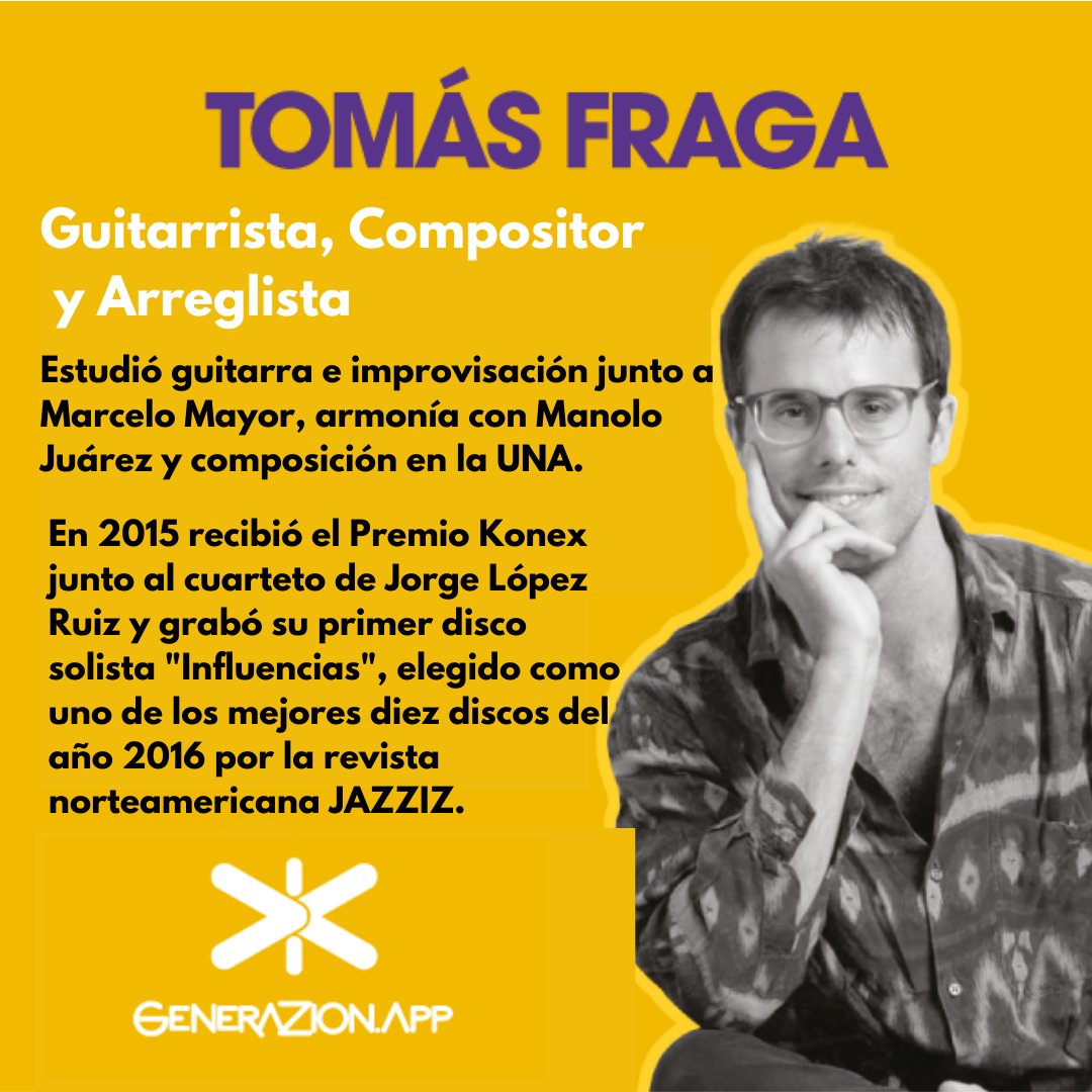 GenerazionApp's tweet photo. Conoce un poco más de Tomás Fraga autor del curso 𝗟𝗔 𝗜𝗠𝗣𝗥𝗢𝗩𝗜𝗦𝗔𝗖𝗜𝗢́𝗡 𝗘𝗡 𝗘𝗟 𝗝𝗔𝗭𝗭. Este curso está dirigido para guitarristas y músicos que quieran aprender e incorporar estos recursos fundamentales.
☞Link en la Bio
Anímate y dale PLAY ▶️ a #Generazion https://t.co/T6n6ax41lT