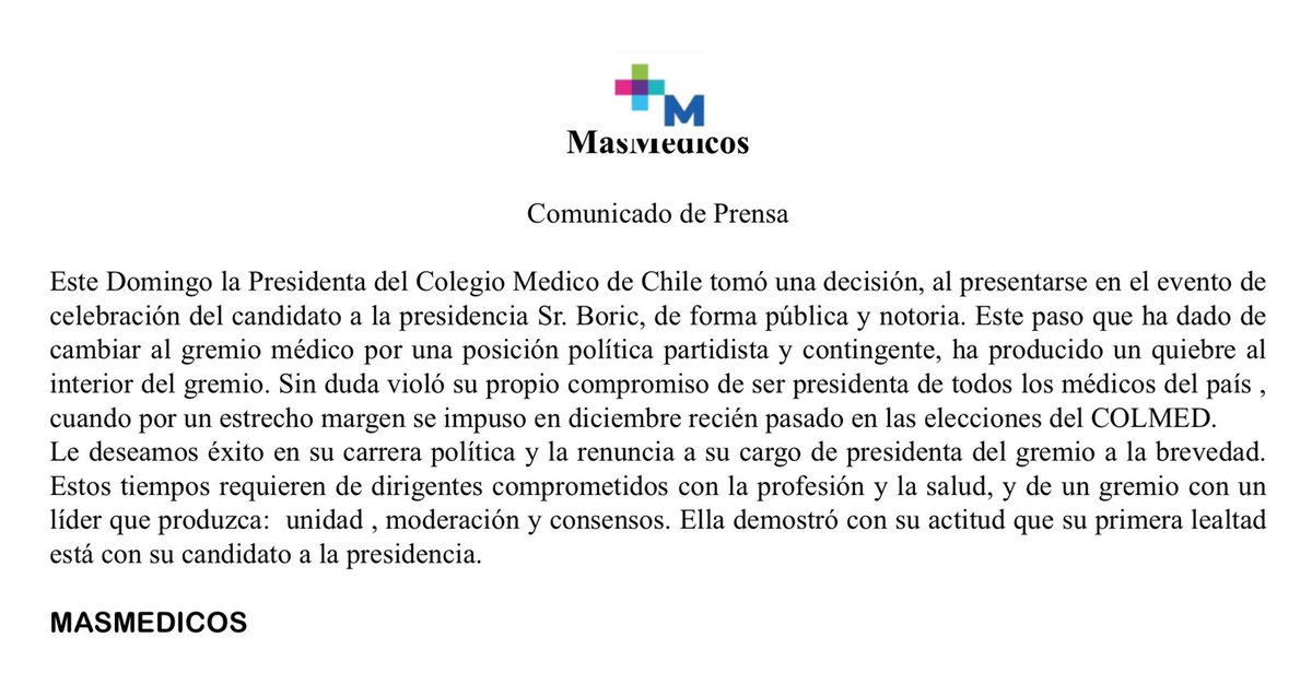 LMEDINANC's tweet photo. Era necesario estar ahí y  hacer creer que el gremio apoya una candidatura? ... la respuesta es NO . Nuestro gremio es diverso y continuara así.@colmedchile  @MoviendoColmed @pepe_auth @baradit @biobio @latribunacl @adnradiochile @gabrielboric @colmedLA https://t.co/uNJkTHNrOg