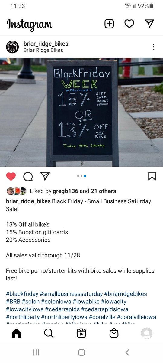 Atobrandt's tweet photo. If you plan to buy a bike or get one tuned up in the next 12months, get to Solon this week! 15% extra juice on all gift cards! 
https://t.co/q86eW1EROI
#ShamelessSelfpromoWednesday https://t.co/SHgZIlv5kX