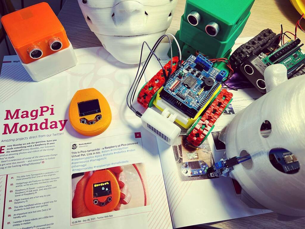 kevsmac's tweet photo. Look who was in this months Raspberry Pi Magazine! #robots #robotics #robot #arduino #raspberrypi @pimoroni #micropython #opensource #stem #smallrobots https://t.co/New2uFYGJH https://t.co/iAaOrVGXtk