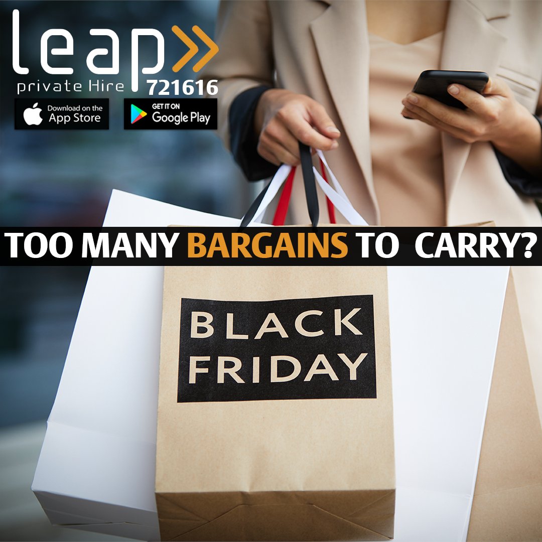 Leap_Taxis's tweet photo. Black Friday is coming up! Are you heading to the high street? Get a taxi with Leap, we’ll make sure you and your bargains get home!
https://t.co/fdjdtazlEh
01274 721616
-
-
#leap #taxis #taxisbradford #bradford #leaptaxis #app #privatehire #bradforduni #students #BlackFriday https://t.co/IH7DWYZoj3