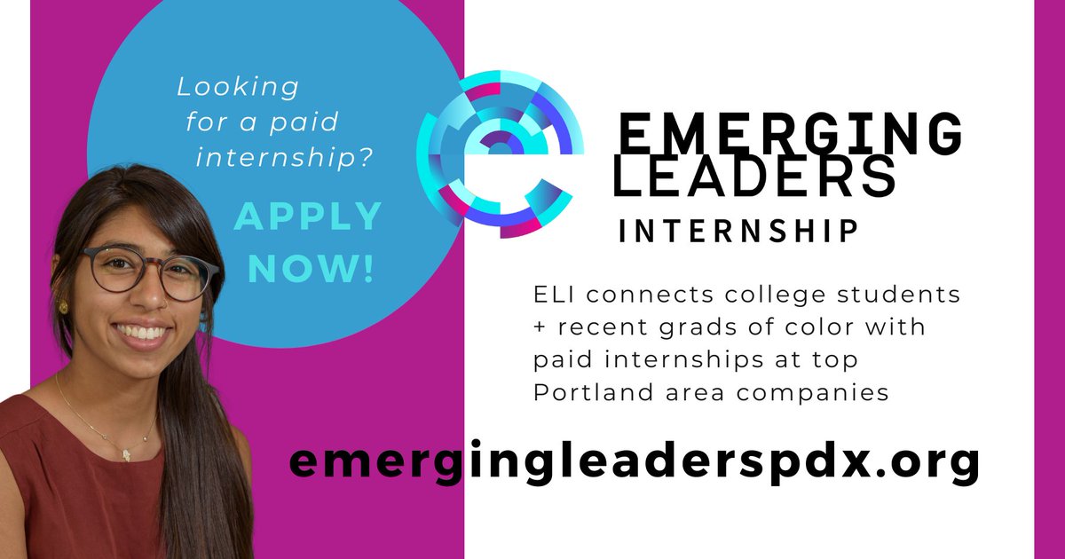 thescriptorg's tweet photo. The application for the Emerging Leaders Internship program for 2022 is now OPEN! 📢

Oregon &amp; SW Wash. college talent of color: Head to our website to apply for your chance at a paid summer internship at a top Portland-area company by Jan. 31: https://t.co/vbpkKHMts0 https://t.co/cDa54MDp1W