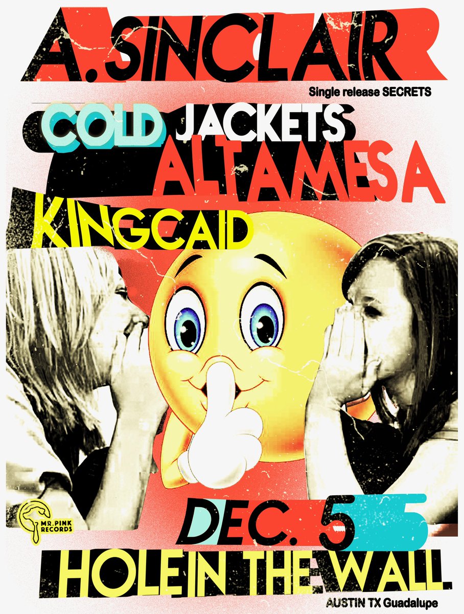 ASinclairmusic's tweet photo. 💥Sunday December 5th
@HITWatx - @mrpinkrecords1 presents…@ASinclairmusic @ColdJackets @altamesamusic @mkingcaid - doors are at 7pm, show starts at 8pm! $10 at the door💥 https://t.co/CN59WorI1Y