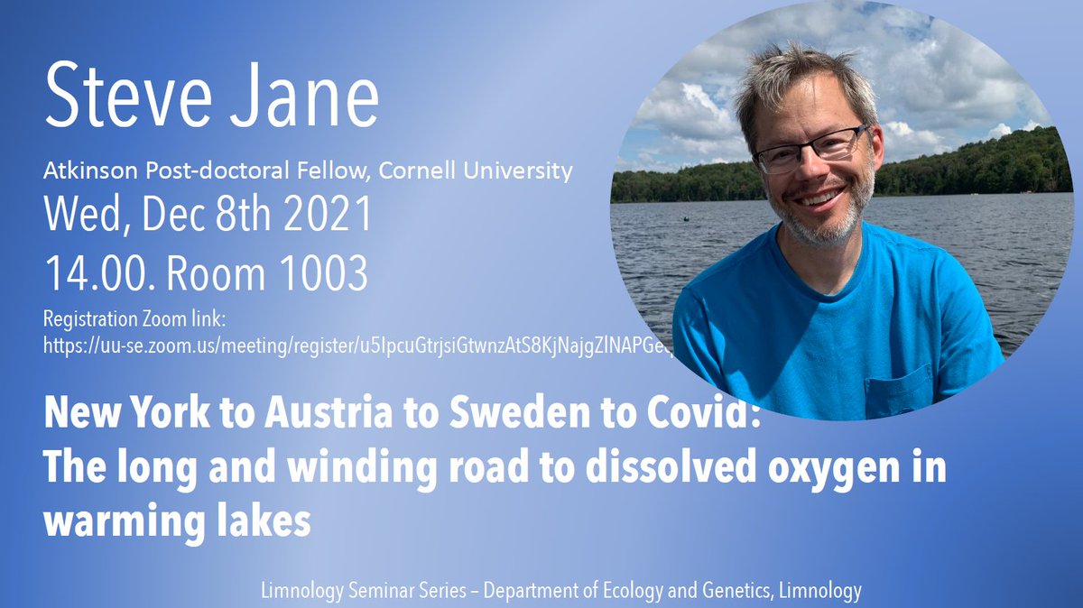Limnology Uppsala (@limnouppsala) on Twitter photo This time with the poster! Our next #LimnoSeminar is Wed Dec 8th at 14:00 CET and we're already excited! This time we are joined by
<a href="/StephenJane10/">Stephen Jane</a>
who will talk about dissolved oxygen in warming lakes. To join via zoom please register at uu-se.zoom.us/meeting/regist…
See you there! This time with the poster! Our next #LimnoSeminar is Wed Dec 8th at 14:00 CET and we're already excited! This time we are joined by
<a href="/StephenJane10/">Stephen Jane</a>
who will talk about dissolved oxygen in warming lakes. To join via zoom please register at uu-se.zoom.us/meeting/regist…
See you there!