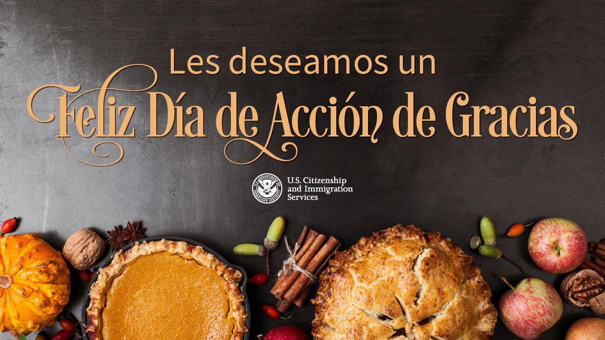 USCIS_es's tweet photo. Este Día de Acción de Gracias, USCIS agradece por las 808,000 personas que se convirtieron en #NewUSCitizens el año fiscal 2021 y por nuestro equipo de trabajo que labora incansablemente para apoyar nuestra misión. ¡Le deseamos un feliz Dia de Acción de Gracias! https://t.co/PbrNw8L8a7