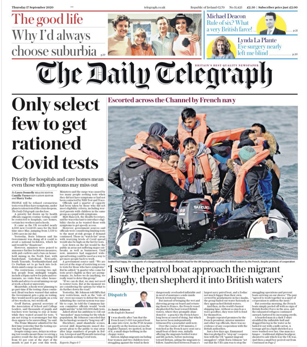 JamieoJohnson's tweet photo. • I saw this with my own eyes and was shocked. It went on the front page of the Telegraph and caused a real stir. They didn’t stop.

• Now, the UK border force is overstretched, the RNLI is overstretched and a tragedy has occurred. 7/8 https://t.co/bprErjDoY8