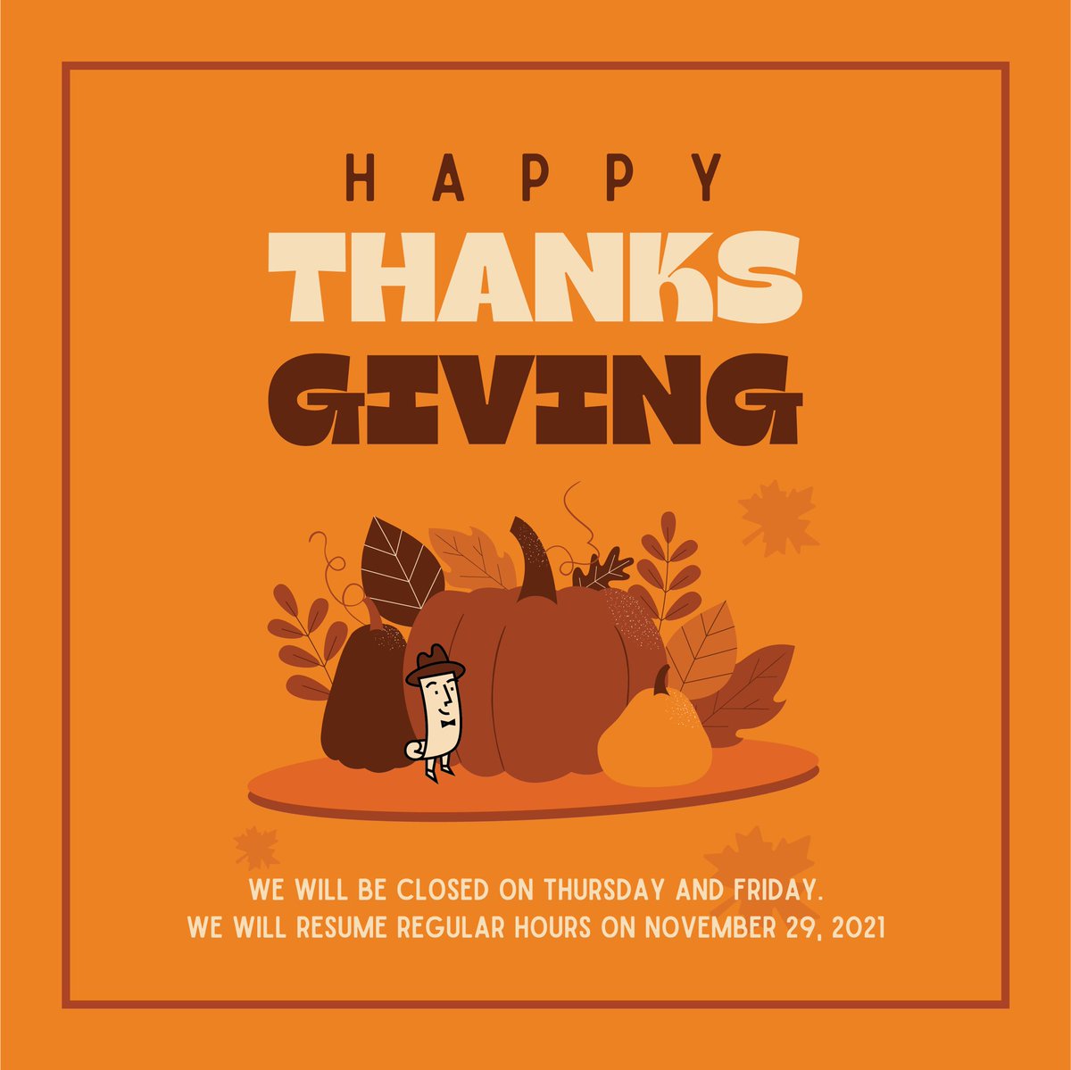 Happy Thanksgiving!! All Clampitt locations will be closed on Thursday and Friday. Have a safe and yummy holiday weekend! 🥧🦃🌽
