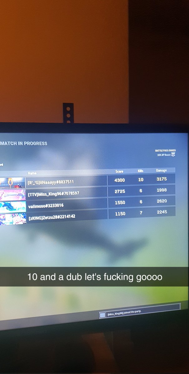 iinaaayy's tweet photo. Playing with randoms and miss_king96 this morning and got a little hyped after this one 🤣🤣🤣 
#hype #cod #Warzone #rebirthisland #Twitch #streamer #team #SmackDown #trying #10bomb #dub https://t.co/nUPi6VCkwn