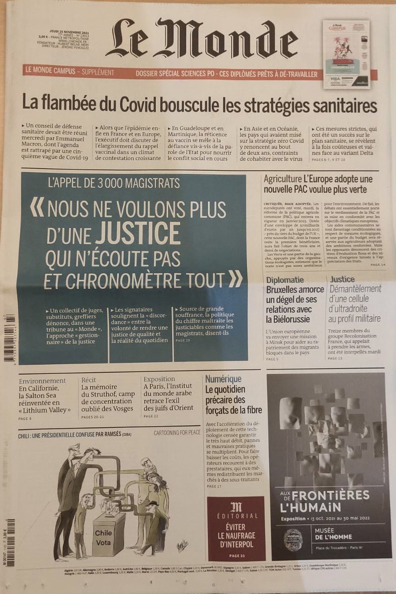 La une du journal Le Monde aujourd’hui