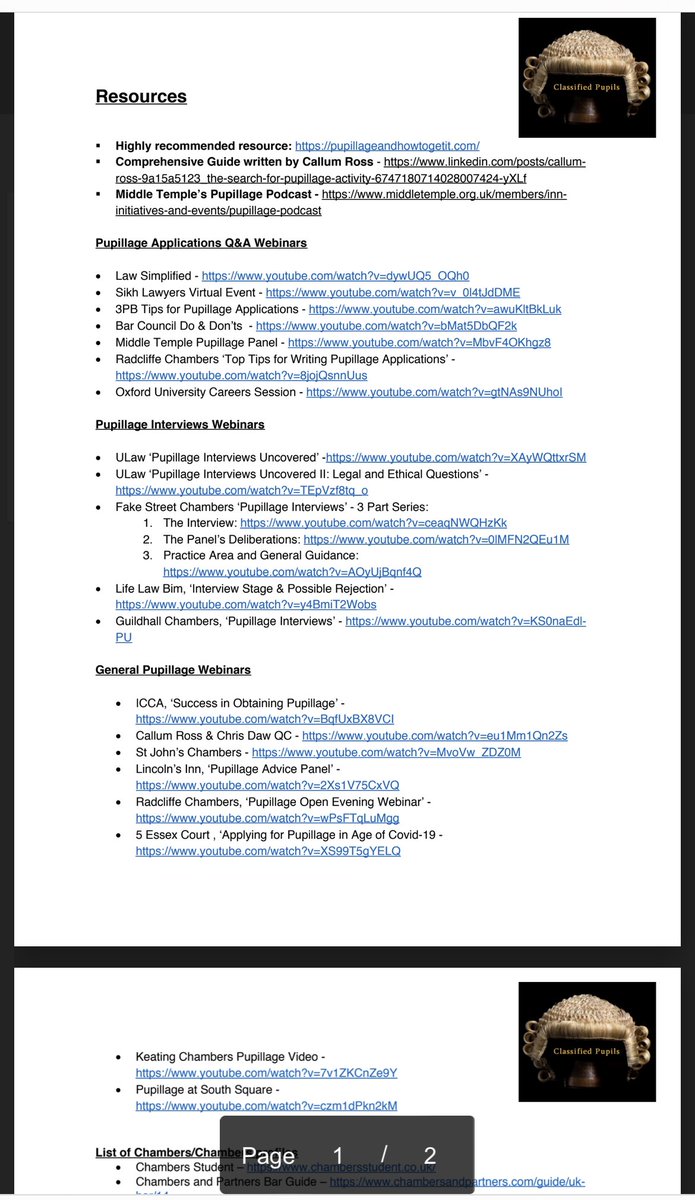 Classified Pupils (@classifiedpupil) on Twitter photo 🚨 PUPILLAGE GATEWAY OPENS TOMORROW 🚨
Lots of resources are available to you - make the most of them.
We’ve made a list of webinars based on drafting apps and i/v’s. Here: drive.google.com/drive/mobile/f…
Don’t forget to check out <a href="/pupillagehub/">Pupillage & How To Get It</a>’s fantastic website. 🚨 PUPILLAGE GATEWAY OPENS TOMORROW 🚨
Lots of resources are available to you - make the most of them.
We’ve made a list of webinars based on drafting apps and i/v’s. Here: drive.google.com/drive/mobile/f…
Don’t forget to check out <a href="/pupillagehub/">Pupillage & How To Get It</a>’s fantastic website.
