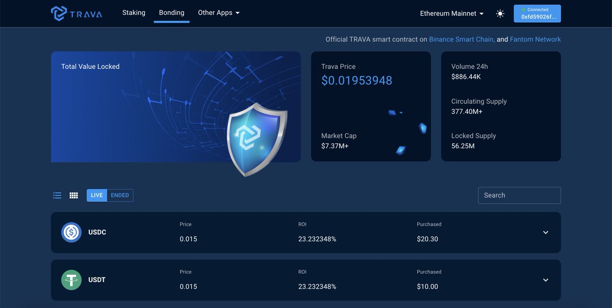 trava_finance's tweet photo. 🏹We are happy to announce that our Bonding Program is officially going live NOW.

👉https://t.co/ohFX1xRojh
$TRAVA #Bonds #BondingProgram https://t.co/oTgHNmZb2M