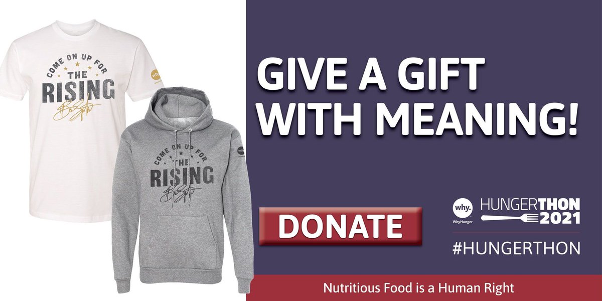 When you give thanks, give back! Visit hungerthon.org today to join Bruce &amp; @WhyHunger in the movement to end hunger in America. Donate to receive a limited-edition Bruce Springsteen "The Rising" Tee or Hoodie! #GiveThanksgiving #Hungerthon