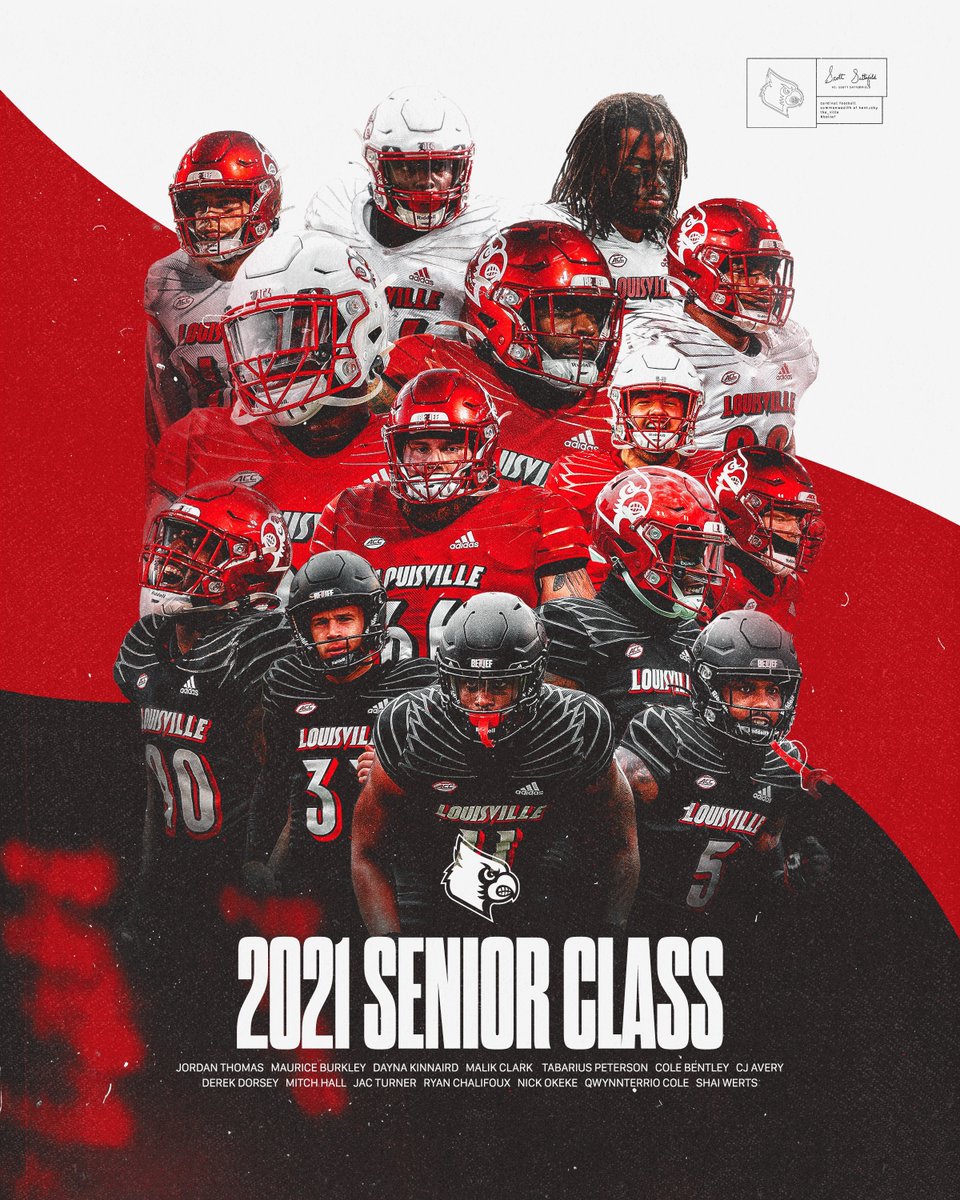 LouisvilleFB's tweet photo. This weekend we say 𝗧𝗛𝗔𝗡𝗞 𝗬𝗢𝗨 to our Seniors.

#GoCards x #BeatUK https://t.co/y1CWY5ae3U