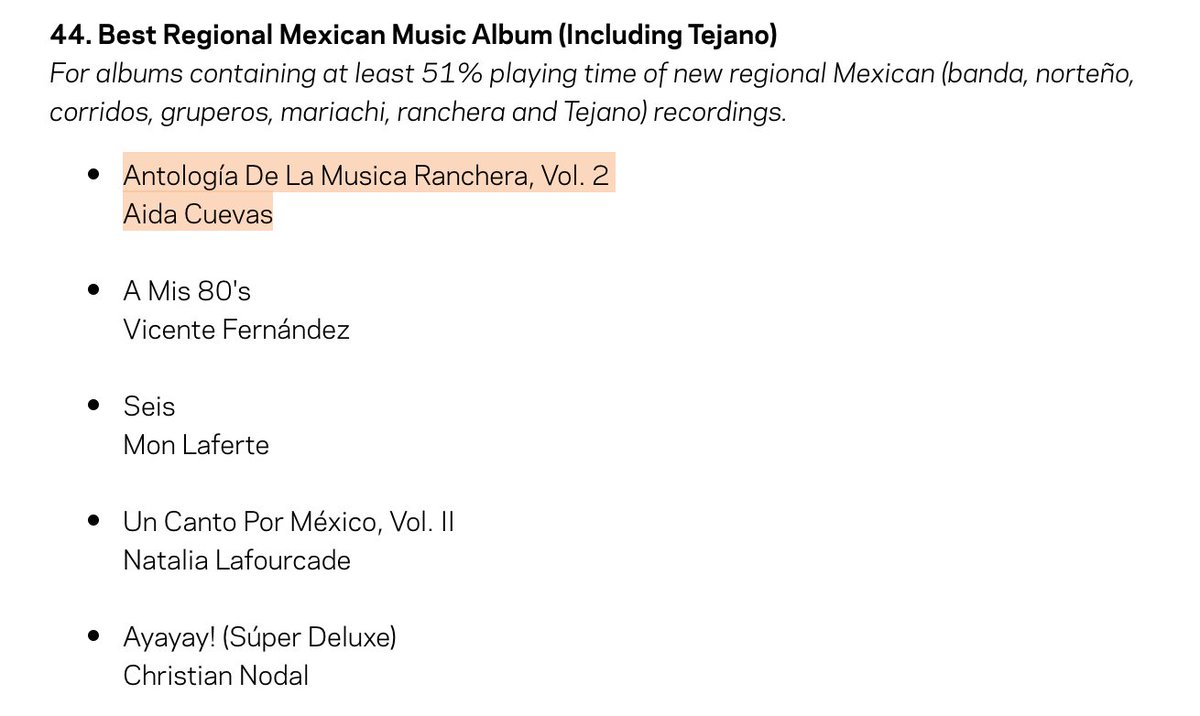 AidaCuevas's tweet photo. Tengo otra nominación a los #Grammy @RecordingAcad  en su 64va edición para 2022. 👑 Mi álbum "Antología de la Música Ranchera, Vol.2" está considerado dentro de los 5 mejores del género.🎶 Escucha mi álbum aquí 👉🏻https://t.co/I8yiwGJf2G https://t.co/WzaA27lEXi