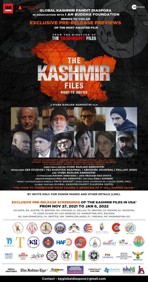 HinduAmerican's tweet photo. Very pleased to co-sponsor the U.S. film screenings of this landmark motion picture capturing the incredible story of #KashmiriHindus.

#TheKashmirFilesinUSA by @vivekagnihotri @I_ambuddha will bring to life stories that must never be forgotten. @anupampkher #TheKashmirFilesinUSA https://t.co/d6nV0Ln0py