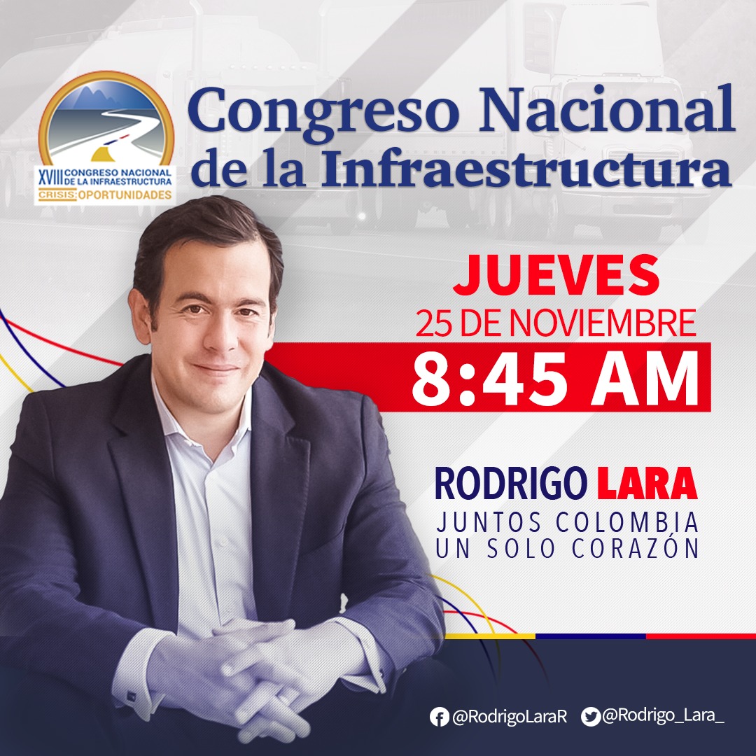 Rodrigo_Lara_'s tweet photo. Los invito a conectarse este jueves 25 de noviembre al debate que se dará en el Congreso Nacional de la Infraestructura.
Compartiré mis propuestas de desarrollo y construcción de un mejor país.
La cita es a las 8:45 a. m. ¡Acompáñenme!👉👉
#18CongresoInfra @camaradelainfra https://t.co/aFbe9yPxBt