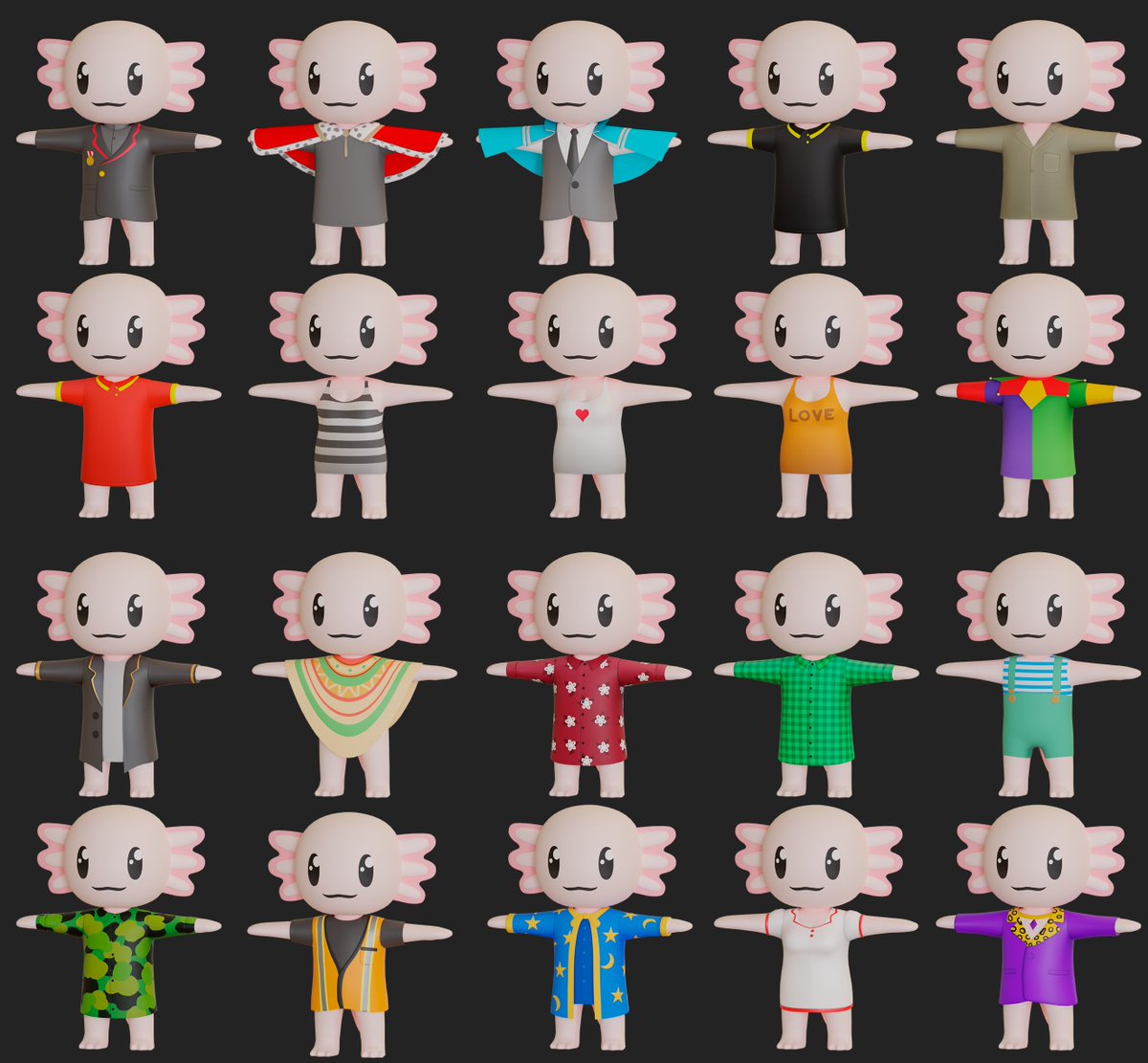 AxolittlesNFT's tweet photo. Do you like our 3D outfits? 🎉 https://t.co/THN0zswUxU
