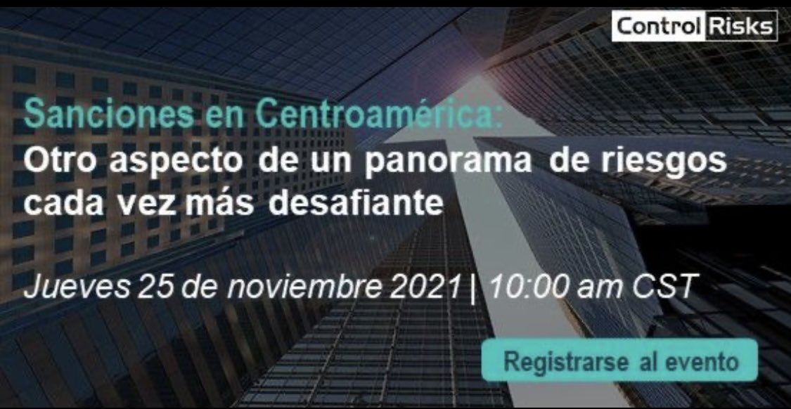 valevasquez13's tweet photo. Acompáñanos en el lanzamiento de nuestro informe sobre los riesgos de sanciones en Centroamérica. Conversaremos sobre los principales hallazgos, incluyendo los motivos del aumento en riesgos de sanciones en todo el istmo y sus implicaciones https://t.co/d8nIA8dvcb https://t.co/ER55DtTPYT