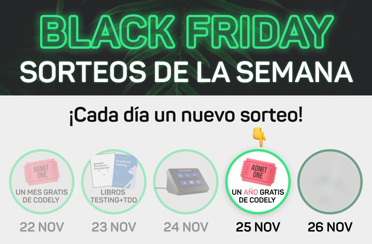 CodelyTV's tweet photo. Sorteo 🎉

💣 ¡¡¡UN AÑO DE CODELYTV PRO GRATIS!!! 💣

Participa haciendo follow facil aquí 👉 https://t.co/598gPXFoLG

👾 Haremos el sorteo en directo mañana a las 19h en 👉 https://t.co/SbXuTbojDg https://t.co/3KF7XuzUds