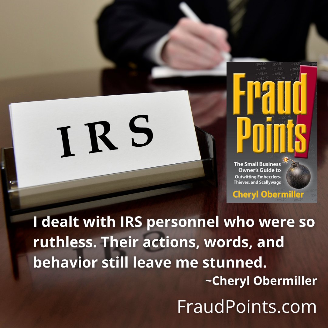 fraudpoints's tweet photo. I dealt with IRS personnel who were so ruthless. Their actions, words, and behavior still leave me stunned. ~Cheryl Obermiller
#CherylObermiller #Fraud #BussinessFraud #Embezzlement #IRS #TaxTwitter #WomenInBusiness #BusinessWoman #SmallBusiness #FraudPoints https://t.co/snhAwo9Wwr