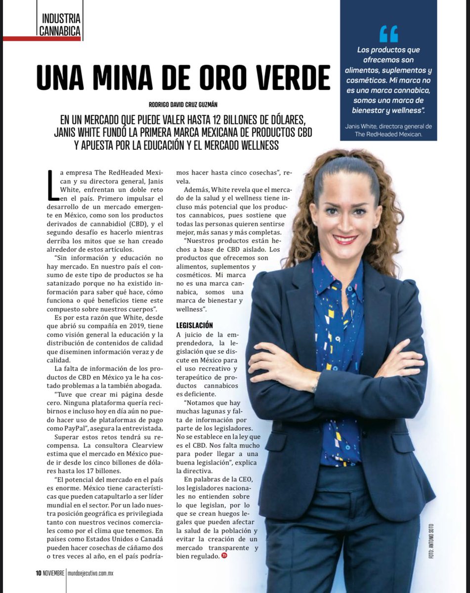 Redheadedmx's tweet photo. Gracias @MundoEjecutivo  por la entrevista y por impulsar a los emprendedores en esta industria emergente. @CBDbies_mx  #mundoejecutivo #CannabisLegal #cbdbies https://t.co/q3nxdlRaPZ