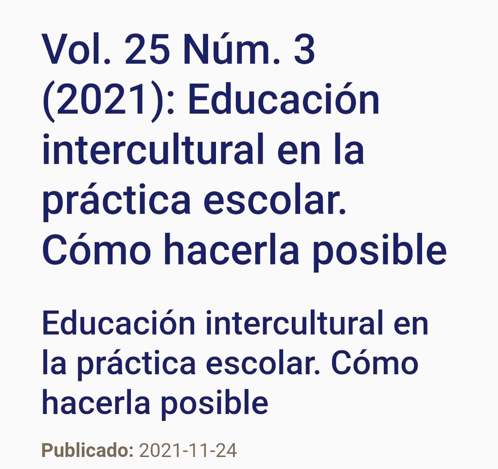 Grupo INTER (@grupointeru) on Twitter photo 💫🤩 ¡Acaba de publicarse el último número de <a href="/Rev_Profesorado/">Profesorado, revista de Currículum y Formación</a>! Se trata de un interesante monográfico dedicado a la educación intercultural en la práctica escolar, coordinado por <a href="/teresaaguado2/">teresa aguado</a> y <a href="/csleeter/">Christine Sleeter</a>. Podéis leerlo en : revistaseug.ugr.es/index.php/prof… 💫🤩 ¡Acaba de publicarse el último número de <a href="/Rev_Profesorado/">Profesorado, revista de Currículum y Formación</a>! Se trata de un interesante monográfico dedicado a la educación intercultural en la práctica escolar, coordinado por <a href="/teresaaguado2/">teresa aguado</a> y <a href="/csleeter/">Christine Sleeter</a>. Podéis leerlo en : revistaseug.ugr.es/index.php/prof…