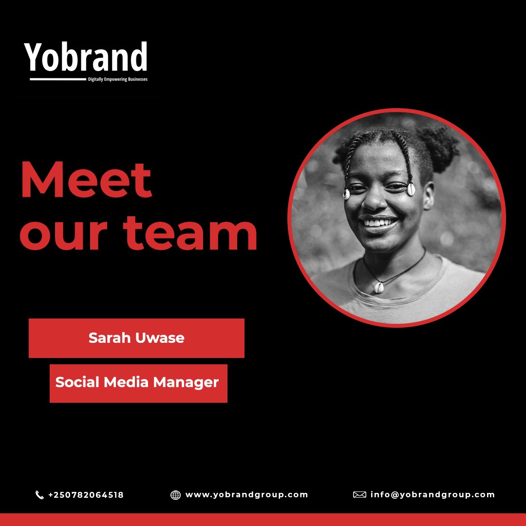 yobrand_'s tweet photo. MEET OUR TEAM
Sarah Uwase
Social Media Manager
#marketingonline #instagramgrowth #socialmediaadvertisement #digitalmarketing #visitrwandanow #kigali #yobrand #madeinrwanda #marketingconsultant https://t.co/VxhnaWHM32