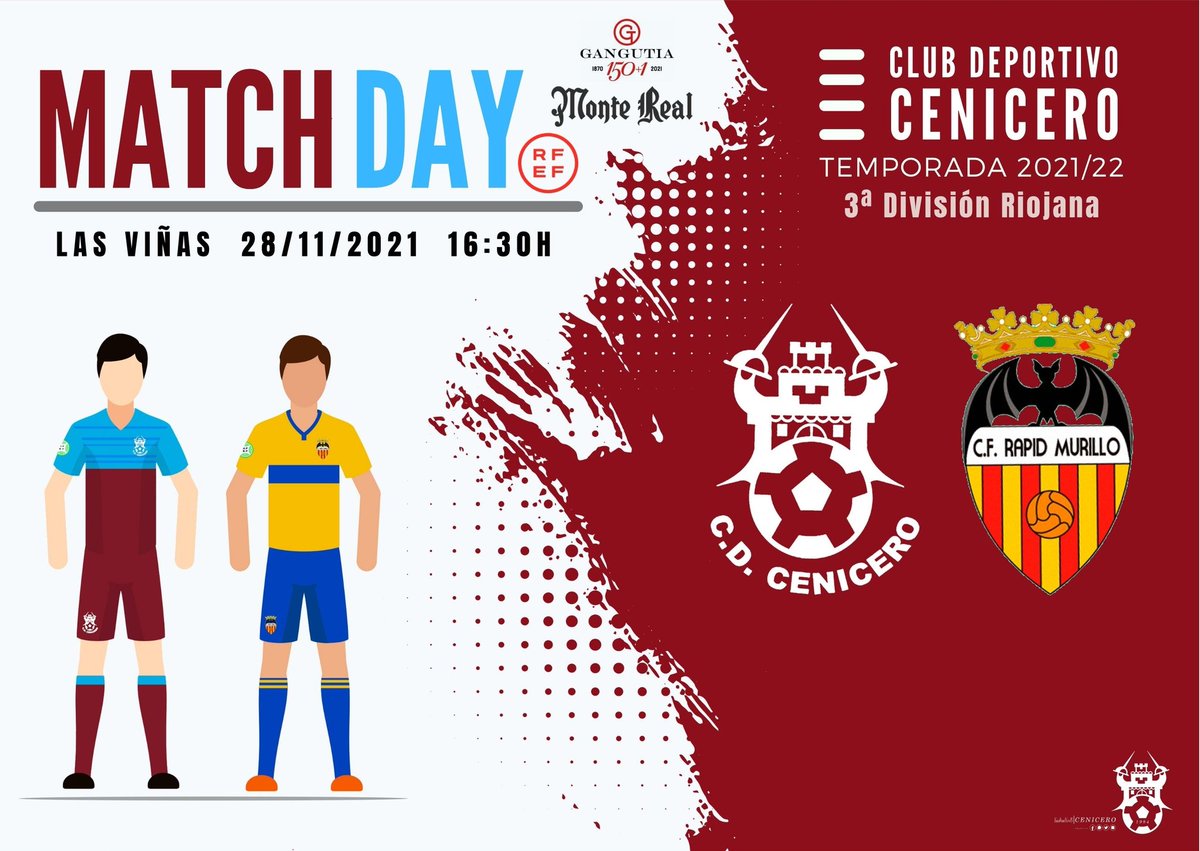 📢 Tenemos Dia y Hora
12° JORNADA  3°RFEF. 

📅 Domingo 28 de Noviembre 
🕢 16:30 horas
🏟 LAS VIÑAS 
⚽️ <a href="/CFRapid/">CF Rápid de Murillo</a>

#SentimientoVinatero ❤